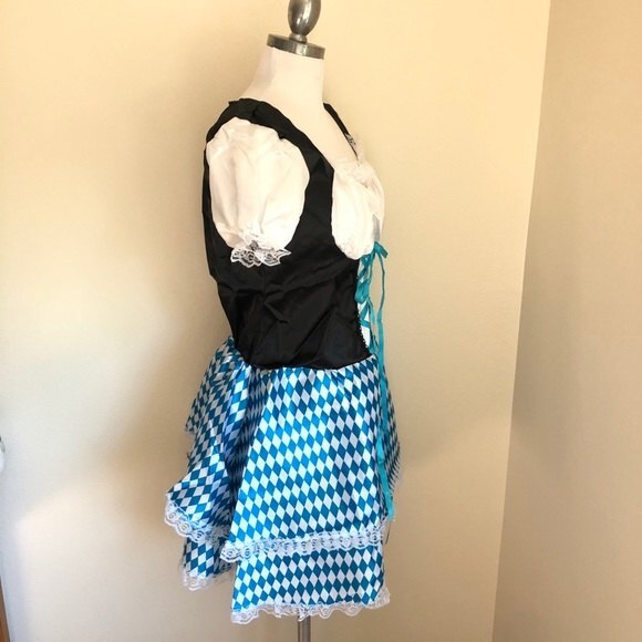 Blue Checkered Tyrolean Dirndl Dress - Picture 5 of 10